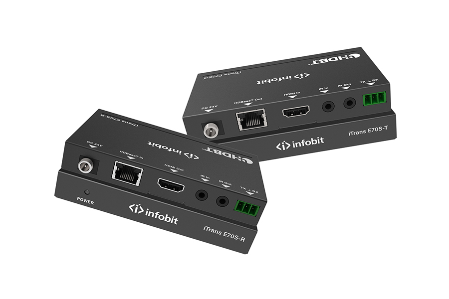 Комплект удлинителя сигнала HDMI Infobit [iTrans E70S] HDBaseT, (Передатчик + Приемник), HDMI 10,2 Гб/с,1080p до 70 метров, 4K/30Гц до 40 метров, IR and RS232, POC и HDCP 2.2. thumbnail 2