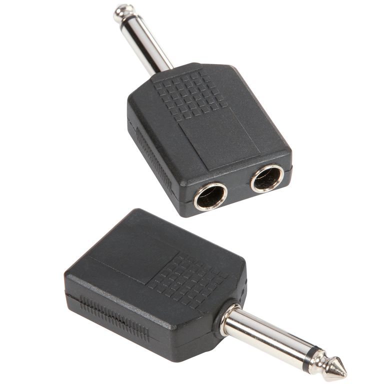 7547 - Адаптер 2 х TRS 6.3 mm mono (F) - TRS 6.3 mm mono (M), черный thumbnail 2