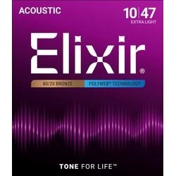 Elixir 11000 PolyWeb  струны для акустич. гитары Extra Light 10-47 бронза 80/20 thumbnail 2
