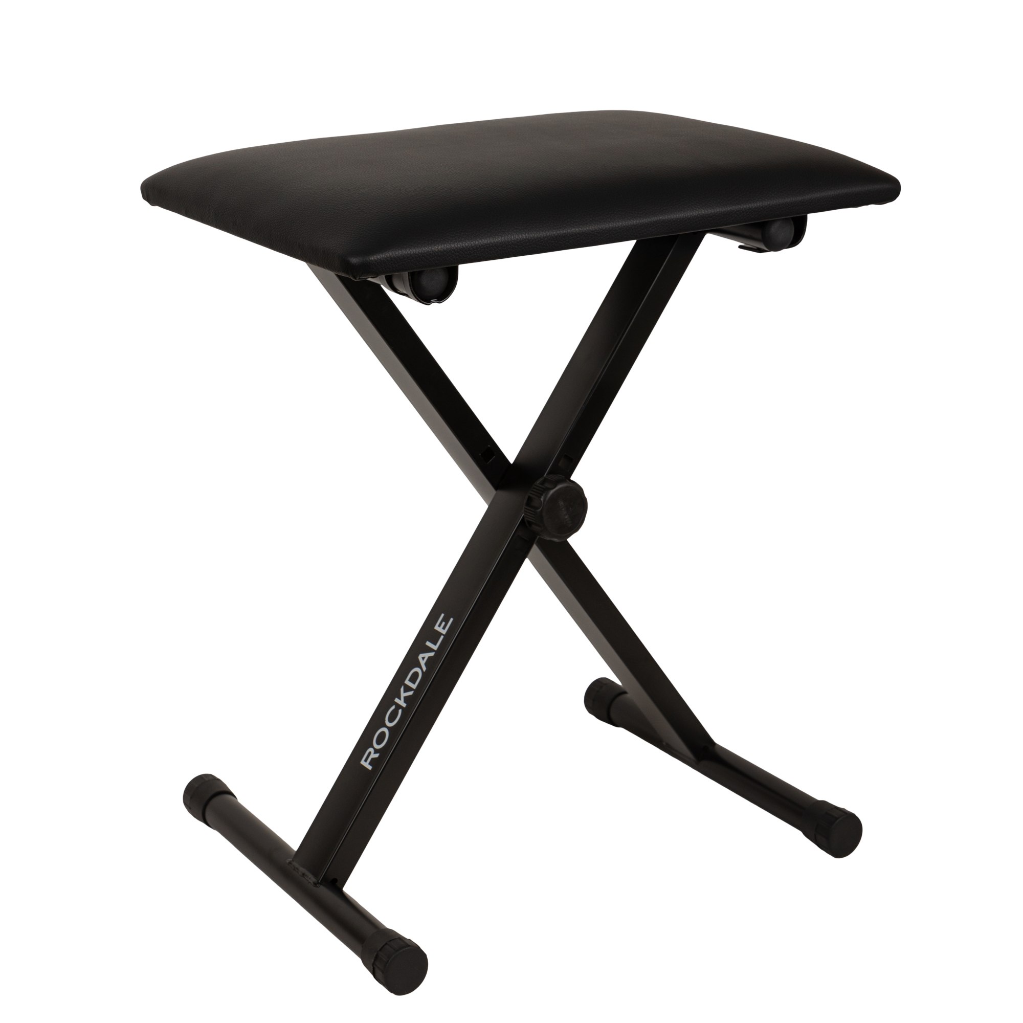 ROCKDALE Q-90 black компактная банкетка для пианиста складной конструкции, высота 40-48 см, сиденье 40х30х3,5 см, металл, цвет ч thumbnail 2