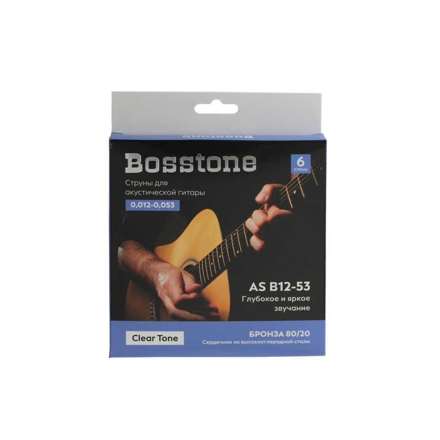 Bosstone AS B12-53 ВАКУУМНАЯ УПАКОВКА Струны для акустической гитары бронза 80/20 калибр 0.012-0.053 thumbnail 2