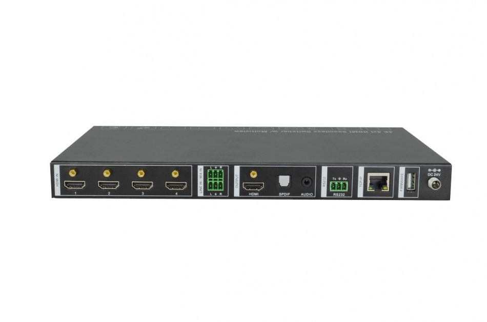 [SS-MV41] Бесподрывный мультивьювер Digis, 4х1 HDMI 1.4 (10,2 Гб/с), 4K до 30Гц 4:4:4, 4K масштабирование, эмбеддер, де-эмбеддер, RS232, TCP/IP (GUI), HDCP 2.2 thumbnail 2
