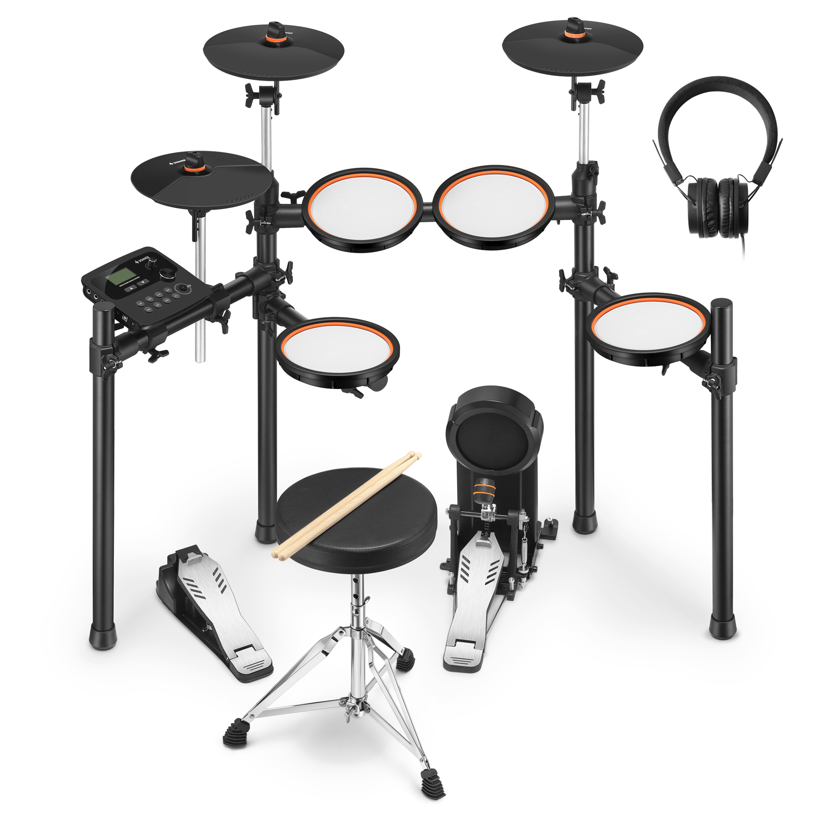 DONNER DED-100 Electric Drum Set 5 Drums 3 Cymbals электронная ударная установка (5 пэдов барабанов, 3 пэда тарелок, стул, палоч thumbnail 2