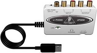 Behringer UFO202 внешний портативный звуковой интерфейс, USB, 2 вх/2 вых канала. 2 линейных вх (RCA), 2 линейных вых (RCA), вход фонокорректора для проигрывателей виниловых дисков, выход на наушники, регулировка громкости. ПО Tracktion 4 в комплекте. Цвет thumbnail 2