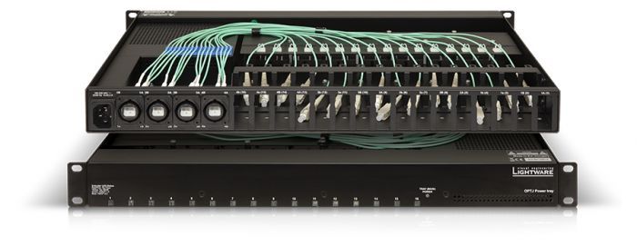 OPTJ Power tray NTQ, Блок питания  для 16 устройств  Lightware, модели: HDMI20-OPTJ-RX90 и HDMI20-OPTJ-TX90, с возможностью монтажа в телекоммуникационный шкаф; оптический коннектор типа Neutrik QuadCON. thumbnail 2