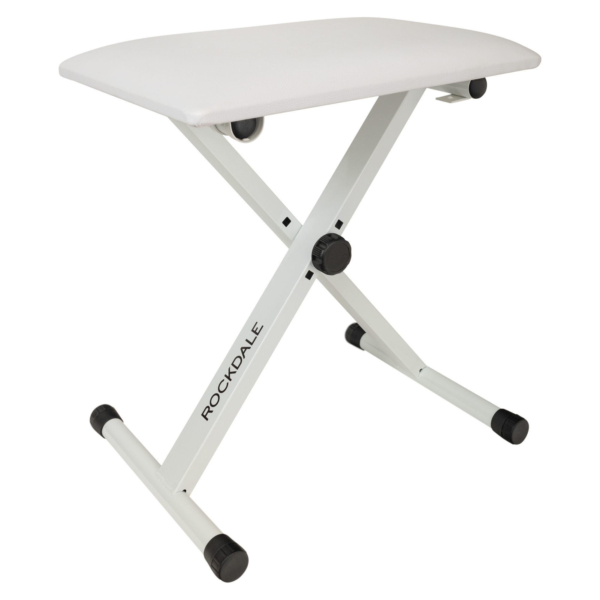 ROCKDALE Q-90 white компактная банкетка для пианиста складной конструкции, высота 40-48 см, сиденье 40х30х3,5 см, металл, цвет б thumbnail 2