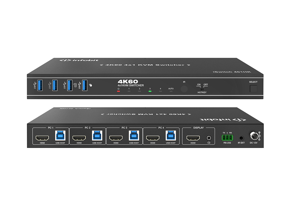 Коммутатор Infobit [iSwitch 401HK] 4K60 HDMI 4x1 KVM Switcher thumbnail 2