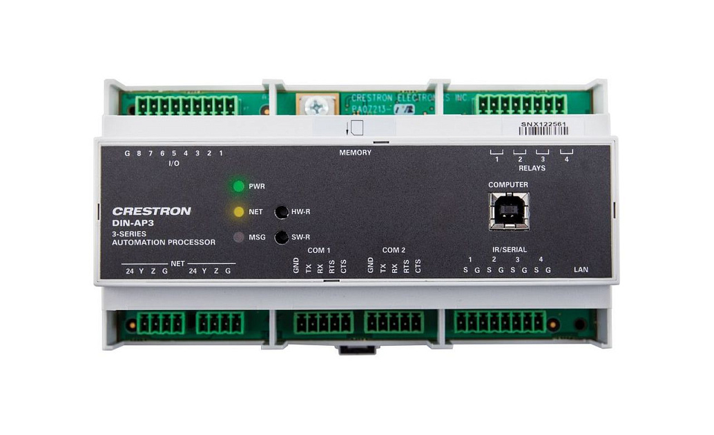 Процессор управления Crestron [DIN-AP3] Крепление на din рейку, 256MB RAM / 2 GB Flash, 8 универсальных портов, 4 реле, 2 RS232, 8 ик. thumbnail 2