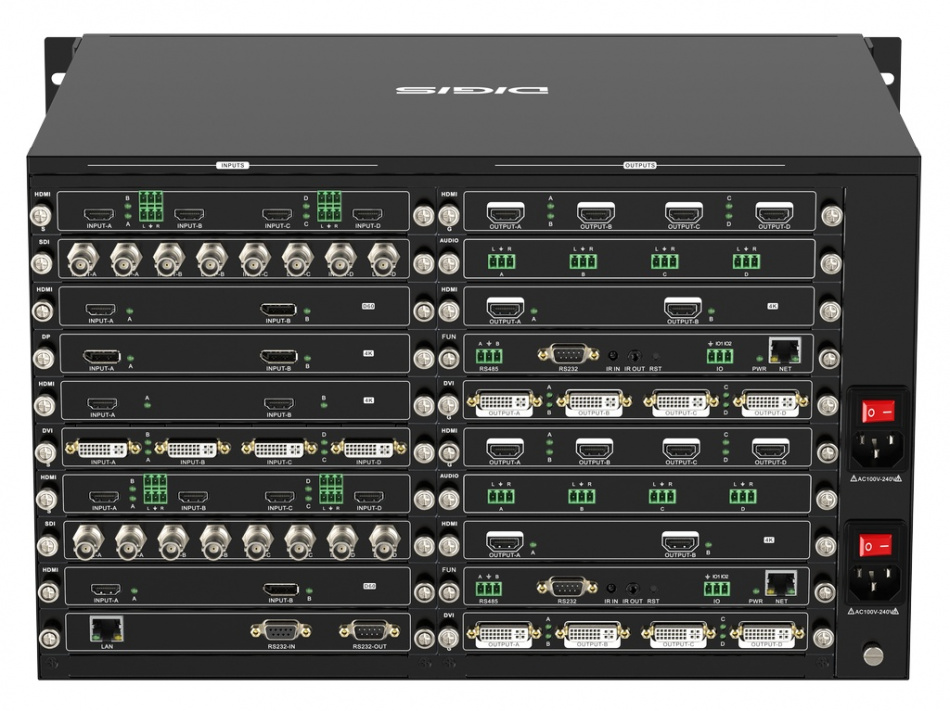 [VWP-36x36] Видеопроцессор модульный Digis 36x36 (6U шасси), до 4K, до 8 слоев, HDMI / DVI / DP / SDI / Аудио, бесподрывный, Предпросмотр, OSD, RS232, GUI