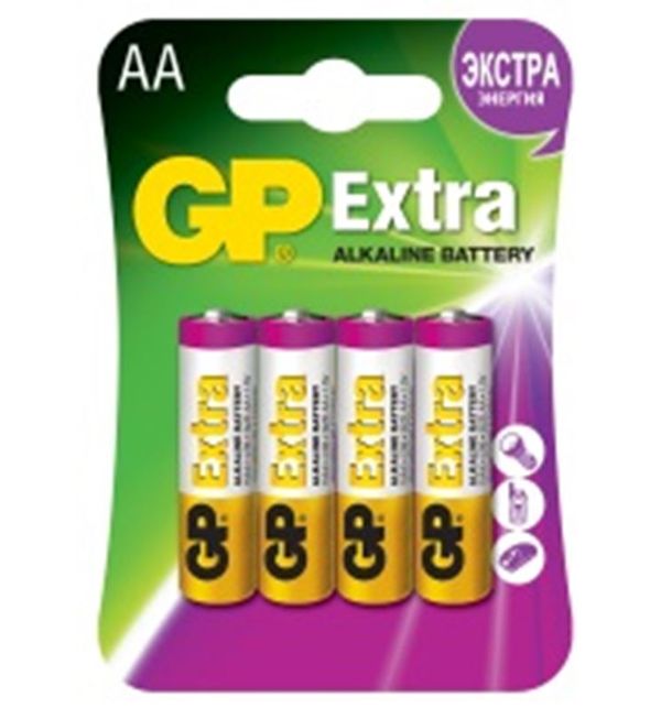 GP15AX-2CR4 Extra Элемент питания АА, алкалиновый, 4шт, GP