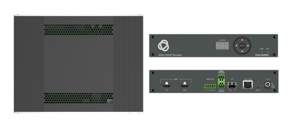 [KDS-100DEC] Декодер из сети Ethernet видео HD, Аудио, RS-232; поддержка 4K@60 Гц 4:4:4 в однопотоковом режиме, 4K@60 Гц 4:2:0 в двухпотоковом режиме, H.264/H.265