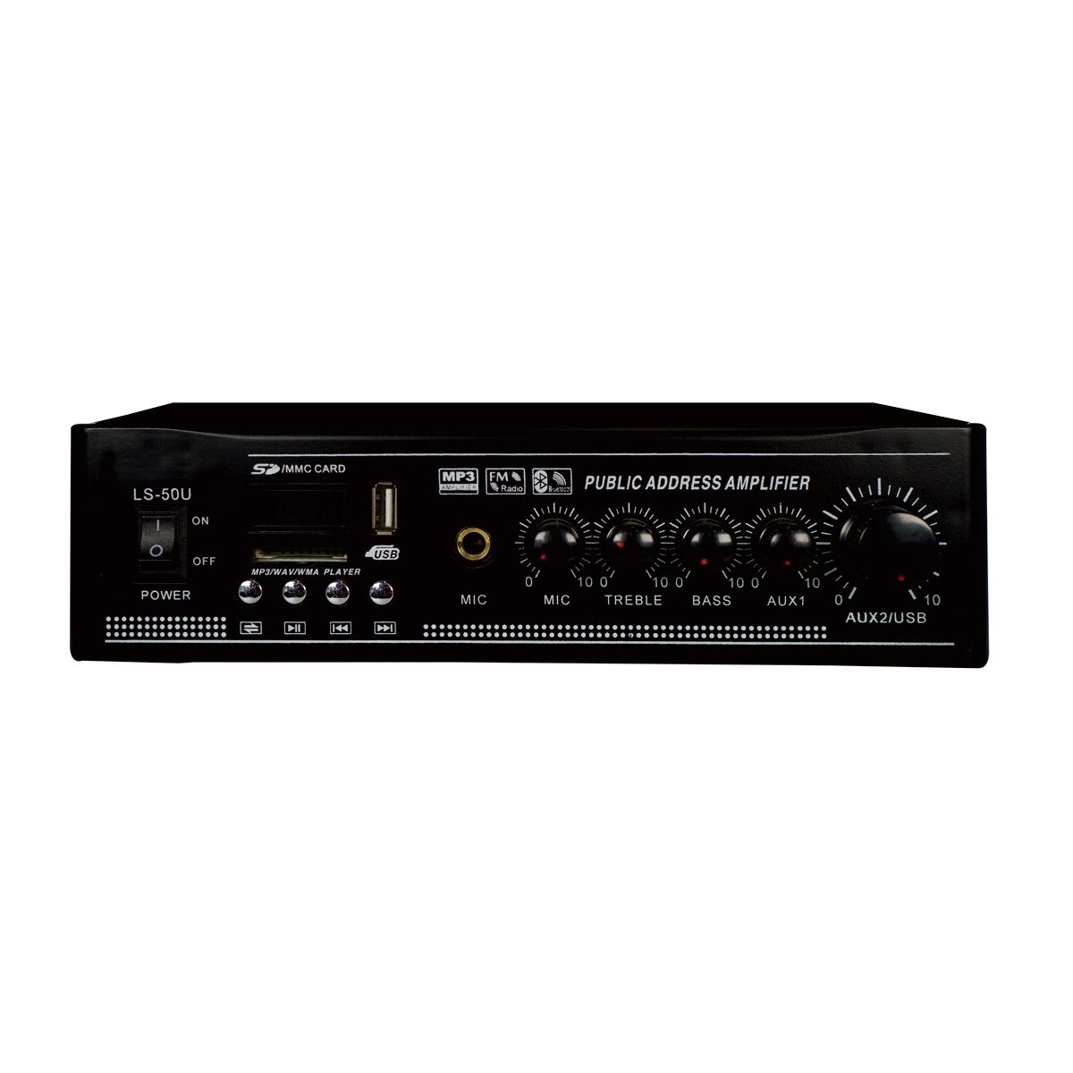 Tarboc LS-50U  микшер-усилитель 1микр+2лин, FM-тюнер, USB, Bluetooth, 50W,70/110V,4-16 Ом,