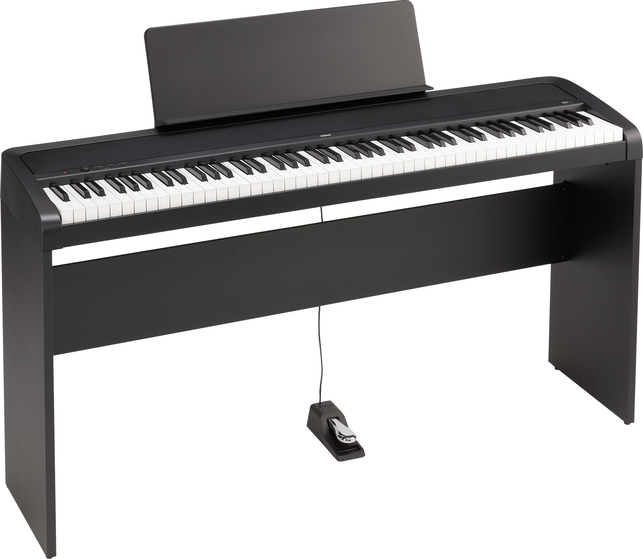KORG B2+SP BLACK цифровое пианино, взвешенная клавиатура, 12 тембров, стойка, педаль и адаптер питания в комплекте, цвет черный